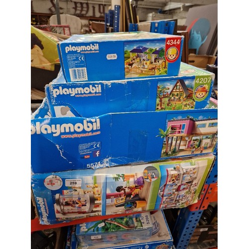 259 - Four Playmobil sets including Shopping Mall and City Life set (as found).