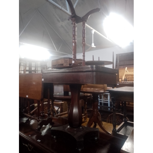 930 - A 19th century mahogany tea table and a late Victorian occasional table.