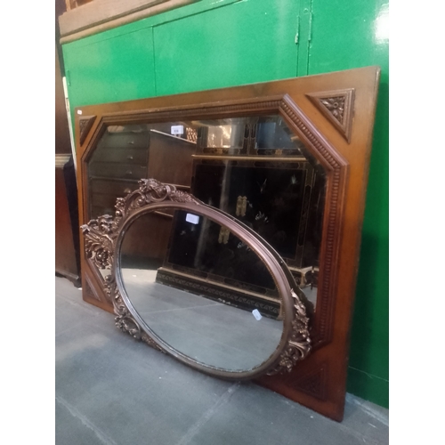 936 - A gilt framed mirror and oak framed mirror.