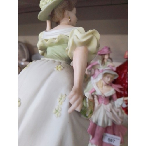 597 - A large Royal Doulton figurine Rosita, height appx 25cm, together with 4 Wedgwood figures, Violet, R... 