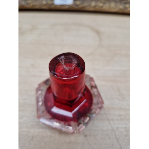 467 - A painted Bohemian ruby glass scent bottle