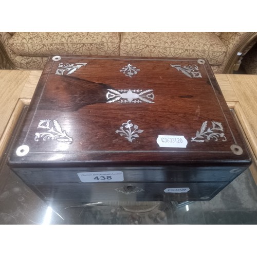 438 - A 19th century rosewood and mother of pearl jewellery/sewing box.