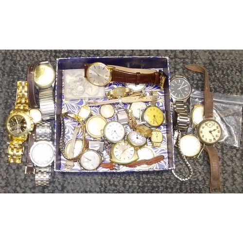 190 - A box of assorted wristwatches and spares.