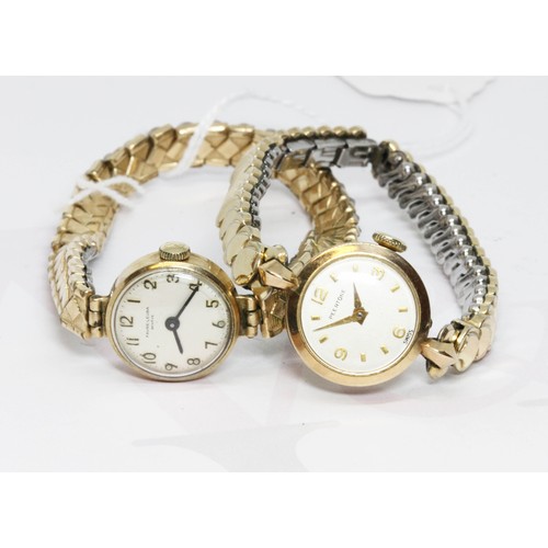 183 - Two ladies 9ct gold wristwatches.