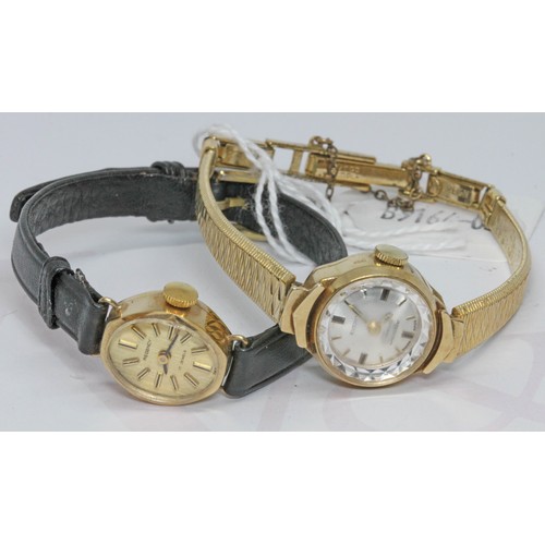 182 - Two 9ct gold ladies wristwatches.