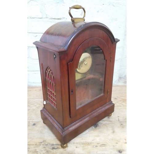 262 - A 19th century Regency period double fusee mahogany bracket clock striking on single bell, the paint... 