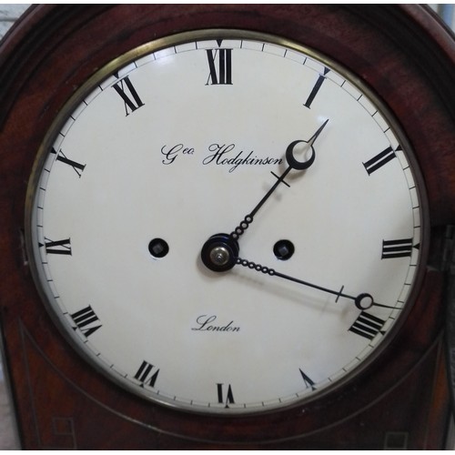 262 - A 19th century Regency period double fusee mahogany bracket clock striking on single bell, the paint... 