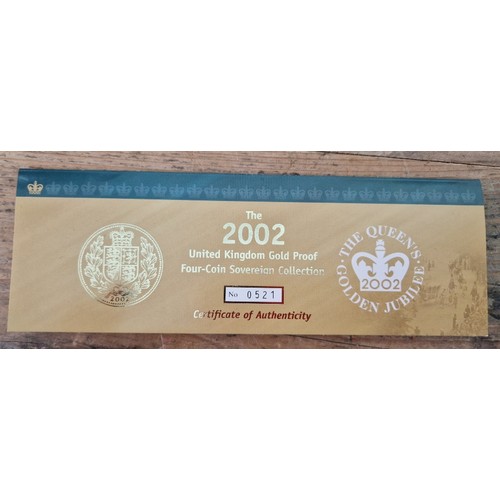 311 - The Royal Mint, the 2002 United Kingdom Gold Proof Four-Coin Sovereign Collection, 4 22ct gold coins... 