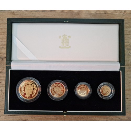 311 - The Royal Mint, the 2002 United Kingdom Gold Proof Four-Coin Sovereign Collection, 4 22ct gold coins... 