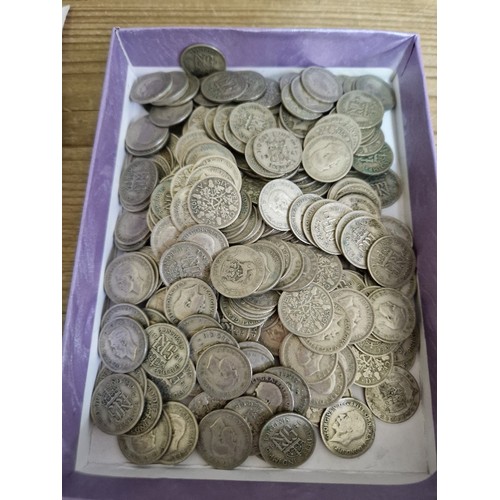 328 - A tray of sixpences of, dated 1920 to 1946, approx. 680g weight.