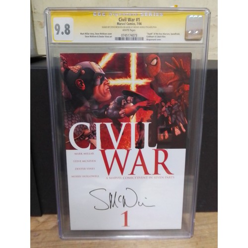 109 - Marvel Comics, Civil War #1, signed by Steve McNiven,  CGC Signature Series, slabbed and graded 9.8