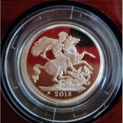 308 - The Royal Mint, The Sovereign 2018 Three-Coin Gold Proof Set, 3 22ct gold coins comprising of a sove... 