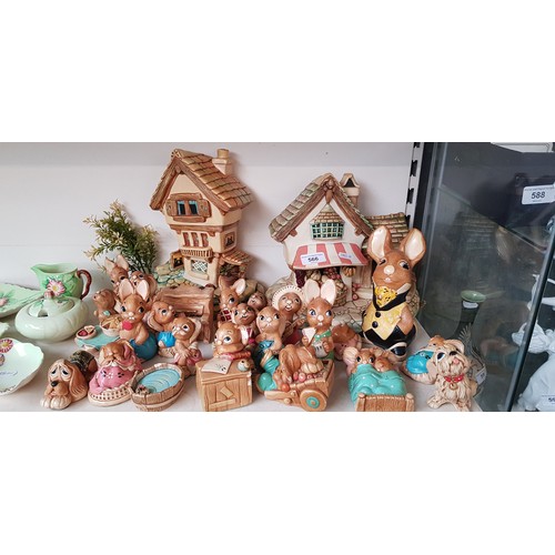 566 - Collection of Pendelfin figures and houses