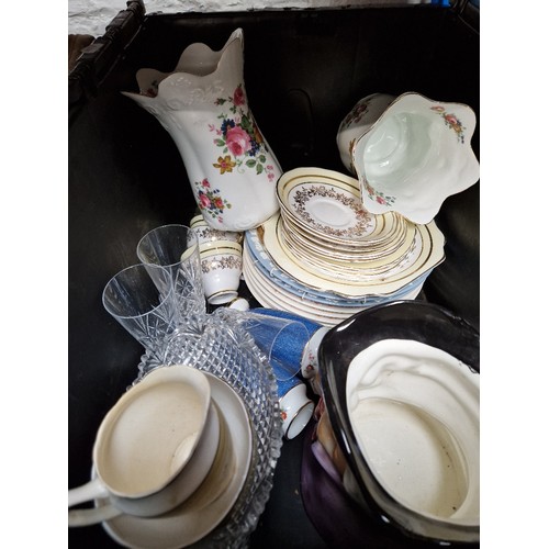 88 - A box of assorted china and glass including a Shorter & Sons toby jug, Wedgwood etc.