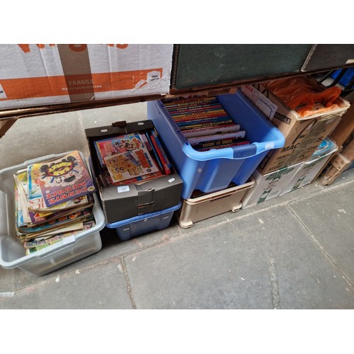 102 - Eight boxes of assorted comics and annuals.