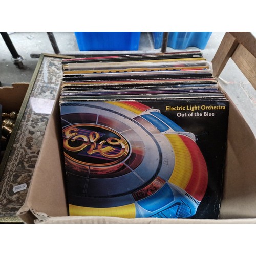 105 - A box of rock and pop LPs including ELO, etc.