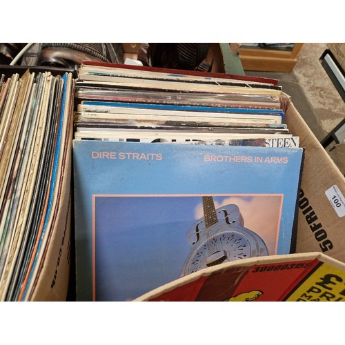 100 - A box of LPs including Dire Straits, Bruce Springsteen, etc.