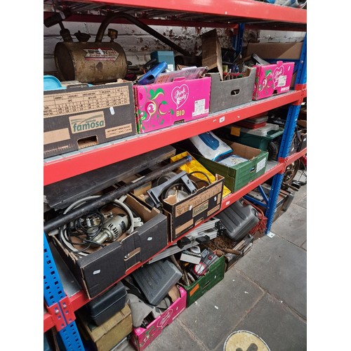 203 - A very large quantity of tools and electrical appliances, band saws, belt sander, hammer drill, hand... 