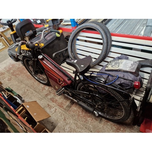 253 - A 1952 New Hudson Auto cycle, registration WYJ 549, in working order, and with 2 spare tyres, inner ... 