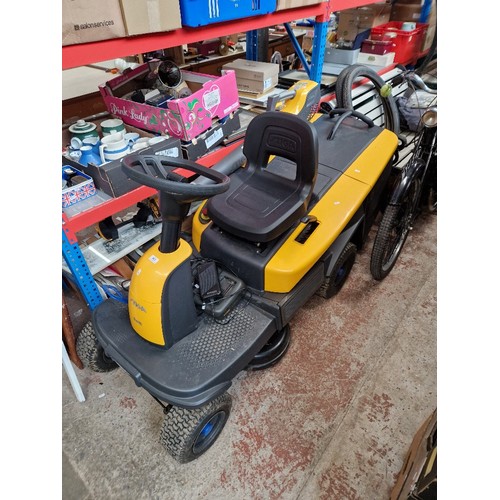 254 - A Stiga Swift EPower 372E/R72Li 48 V2 ride on lawn mower, with fast charger and slow charger, 4 batt... 