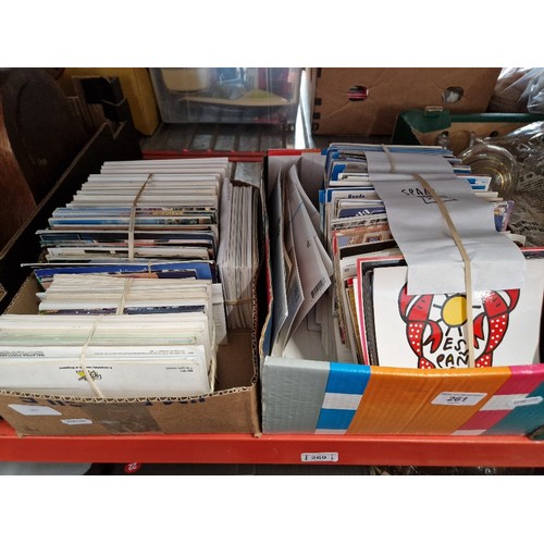 261 - 2 boxes of assorted postcards