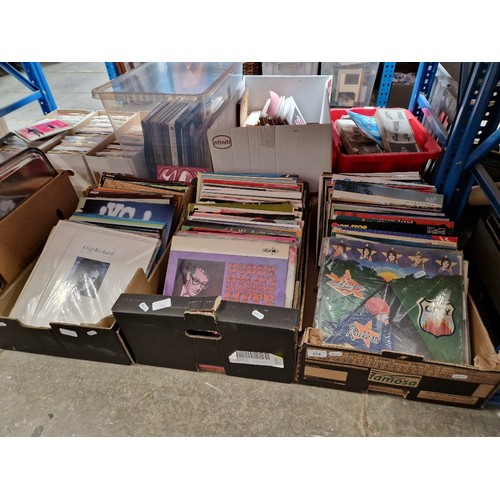 274 - Three boxes of vinyl LP records including Bon Jovi (promo copy), Elton John, Buddy Holly's, Bay City... 