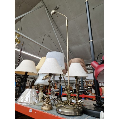 278 - A group of appx 11 assorted table lamps and reading lamps.