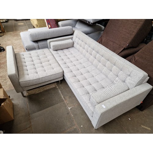 939 - A Gus Modern grey and brushed steel sectional L shaped sofa.