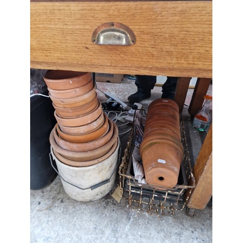 250B - Various terracotta plant pots and trays.