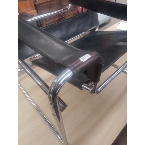 927 - A chrome and leather 'Wassily' armchair, after Marcel Breuer.