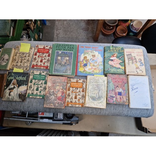 266 - Four boxes of assorted books to include Rupert annuals, including a 1970 copy, Beatrix Potter & a bo... 