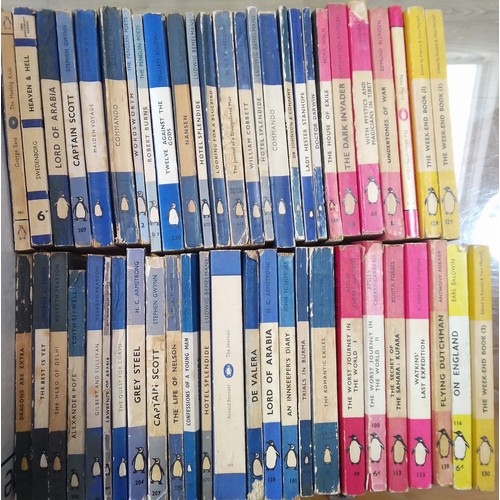 136 - Penguin Books, approximately 105 paperbacks, series including Travel & Adventure, Biography etc. var... 