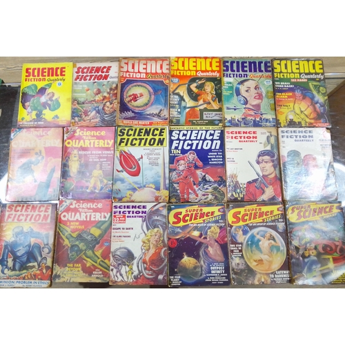 180 - Assorted pulp fiction magazines, approximately 57 including Astonishing Stories, Cosmic Stories, Dyn... 