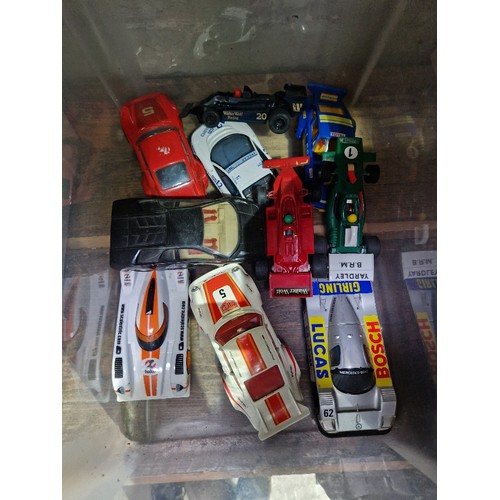 341 - A box of ten various Scalextric cars (as found).