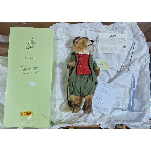 349 - Steiff Beatrix Potter Mr Todd Fox 662492 in original box with certificates