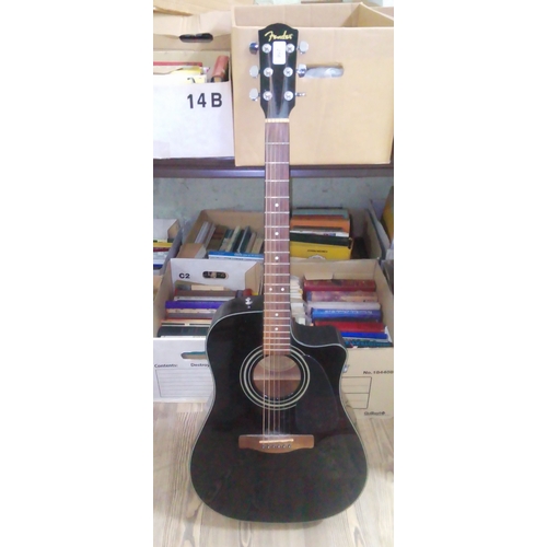 256 - A black Fender electro-acoustic guitar, model CD60CE.