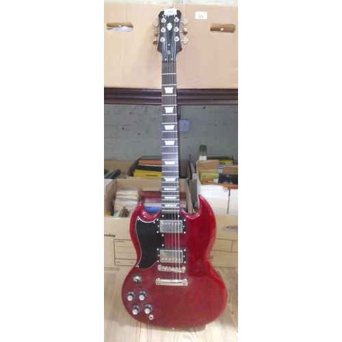 260 - A left handed Gibosn Epiphone SG electric guitar.