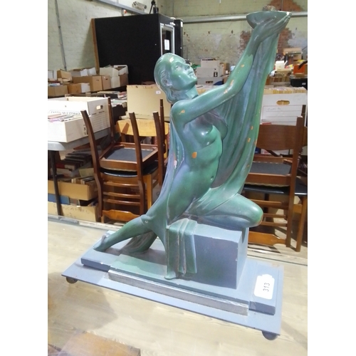 313 - An Art Deco table lamp modelled as a woman, RD 817178 243, height 37cm.