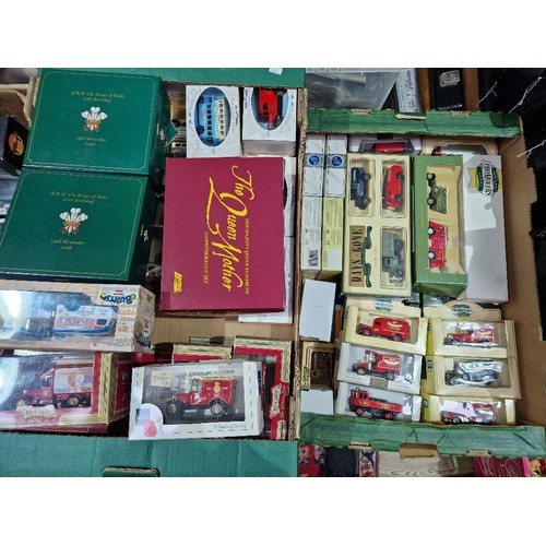 381 - Two boxes of assorted boxed diecast vehicles to include Lledo/Days Gone, Harrods, Corgi & Radio Time... 