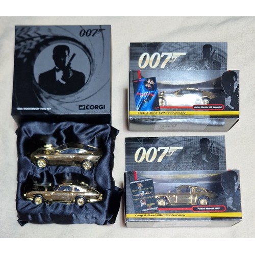 380 - Three Corgi James Bond 007 40th Anniversary diecast sets comprising of an Aston Martin DB5 CC04307, ... 