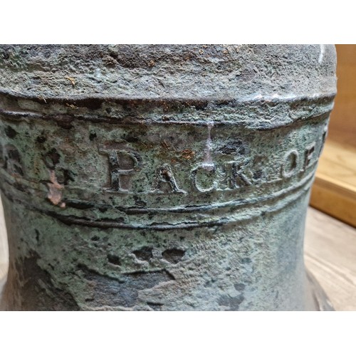 79 - A large George III mid 18th century bronze bell by Whitechapel Bell Foundry, marked 'Lester & Pack o... 