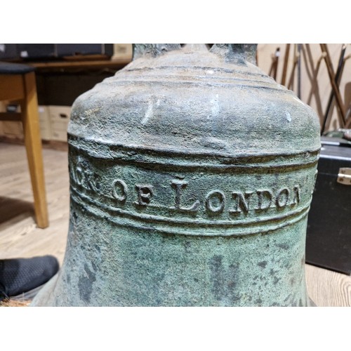 79 - A large George III mid 18th century bronze bell by Whitechapel Bell Foundry, marked 'Lester & Pack o... 