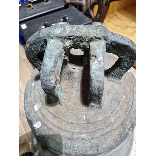 79 - A large George III mid 18th century bronze bell by Whitechapel Bell Foundry, marked 'Lester & Pack o... 