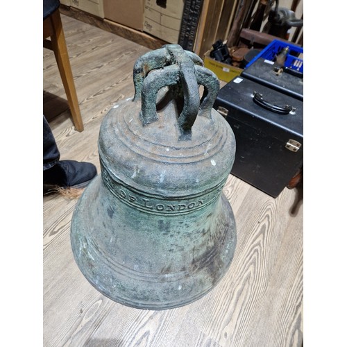 79 - A large George III mid 18th century bronze bell by Whitechapel Bell Foundry, marked 'Lester & Pack o... 