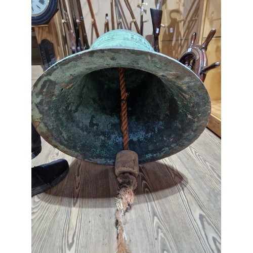 79 - A large George III mid 18th century bronze bell by Whitechapel Bell Foundry, marked 'Lester & Pack o... 