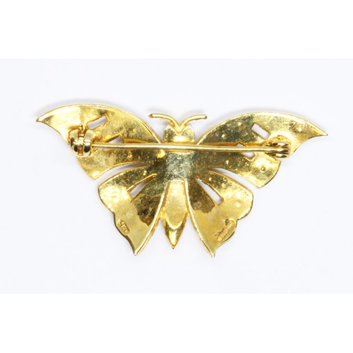 5 - A novelty butterfly brooch, set with opal cabochons all over and rubies for eyes, hallmarked 9ct gol... 