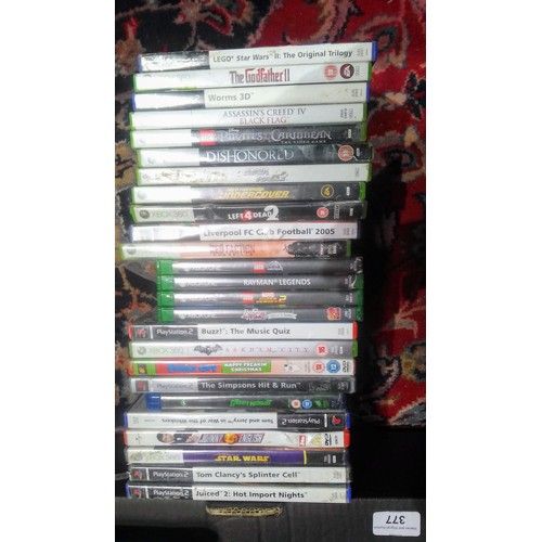 377 - A box of assorted Xbox360 & PS2 games