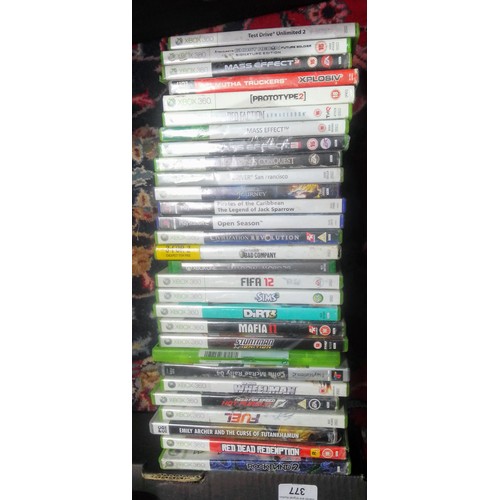 377 - A box of assorted Xbox360 & PS2 games