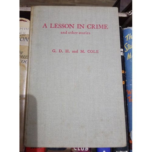 150 - A box of assorted crime thrillers hardback books, circa 1950 and later, various authors and publishe... 