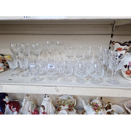 641 - Quality crystal wine glasses by Waterford, Edinburgh etc. (25 glasses) together with a pair of brand... 